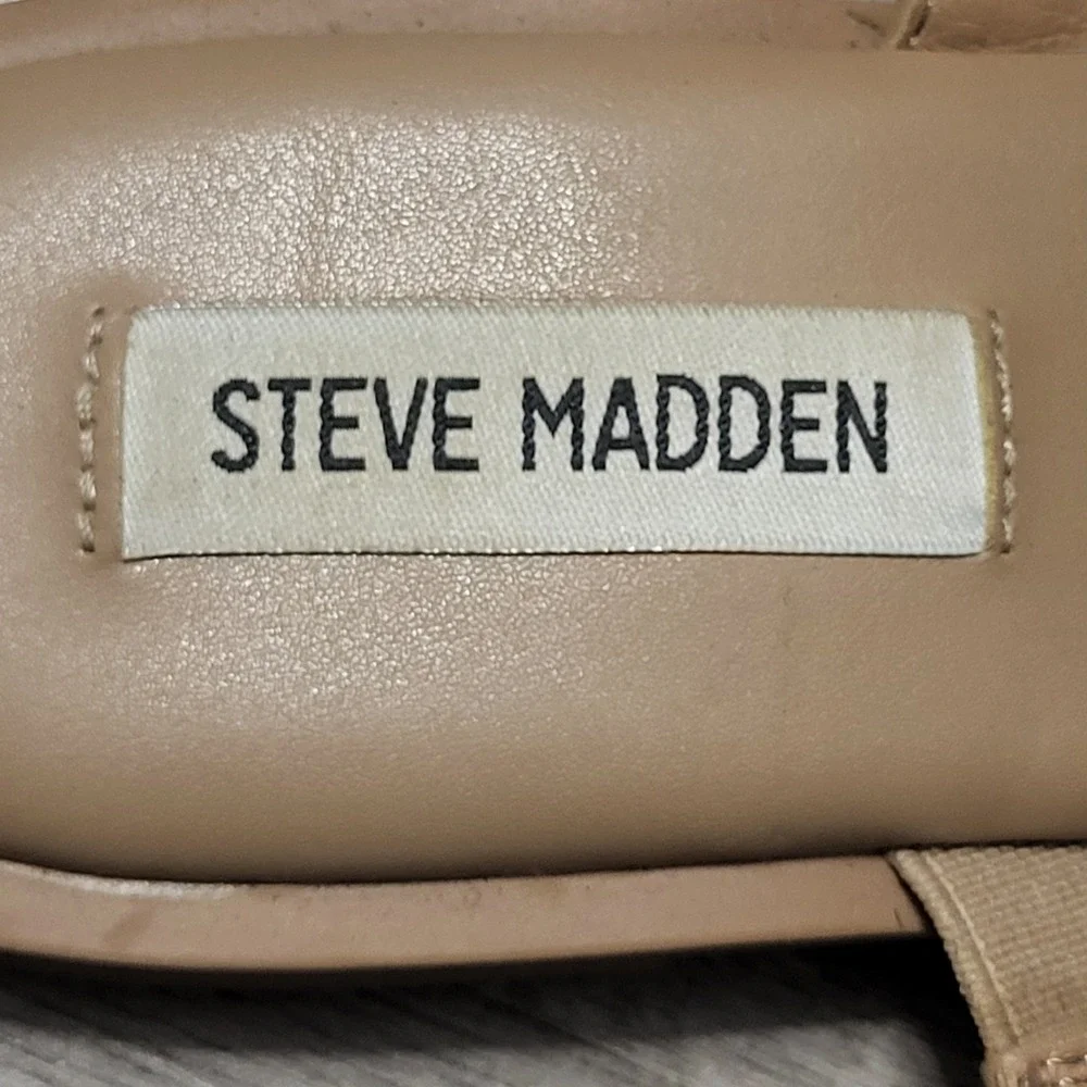 Steve Madden Ariellah Tan Chain Link Square Toe Thong Sandals Womens 8.5 Nude